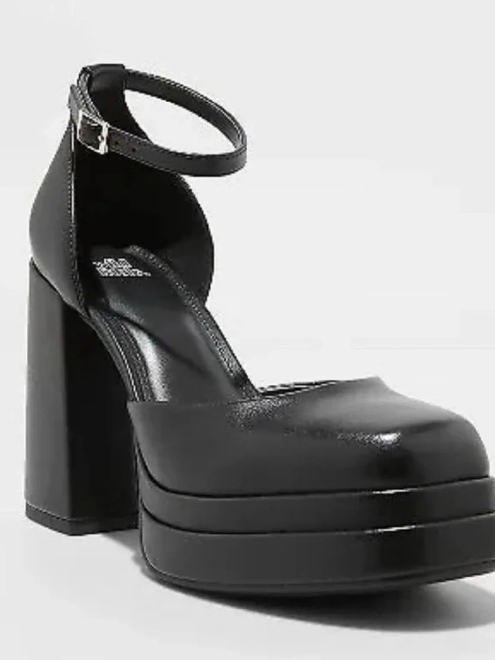 Wild Fable Black Platform Ankle-Strap Block Heel Pumps Size 7 6.5